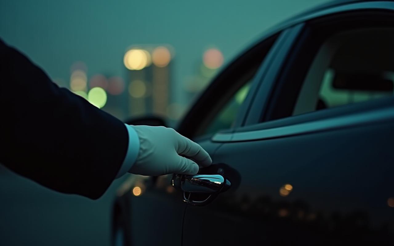 Luxury chauffeur door opening in Singapore