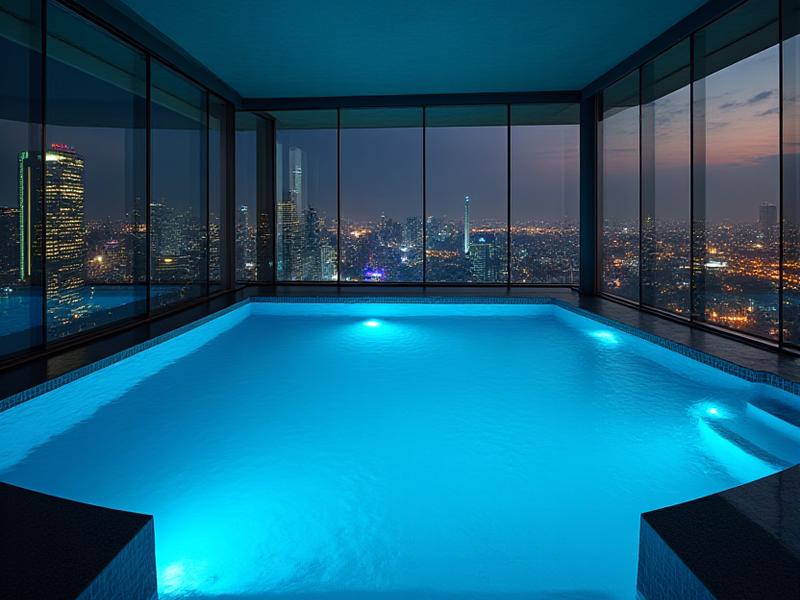 Stunning infinity-edge hydrotherapy pool with city views